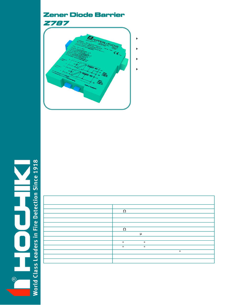 Z787 Specification Hochiki | PDF