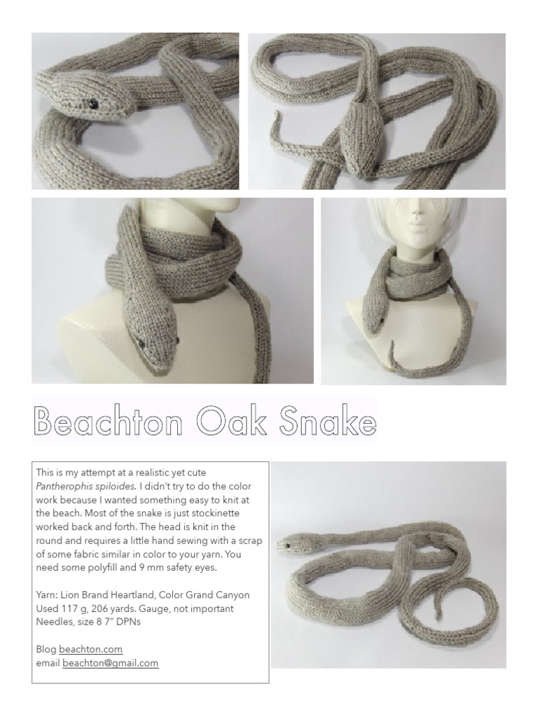 Oak Snake Knitting Pattern | PDF | Knitting | Basic Knitted Fabrics