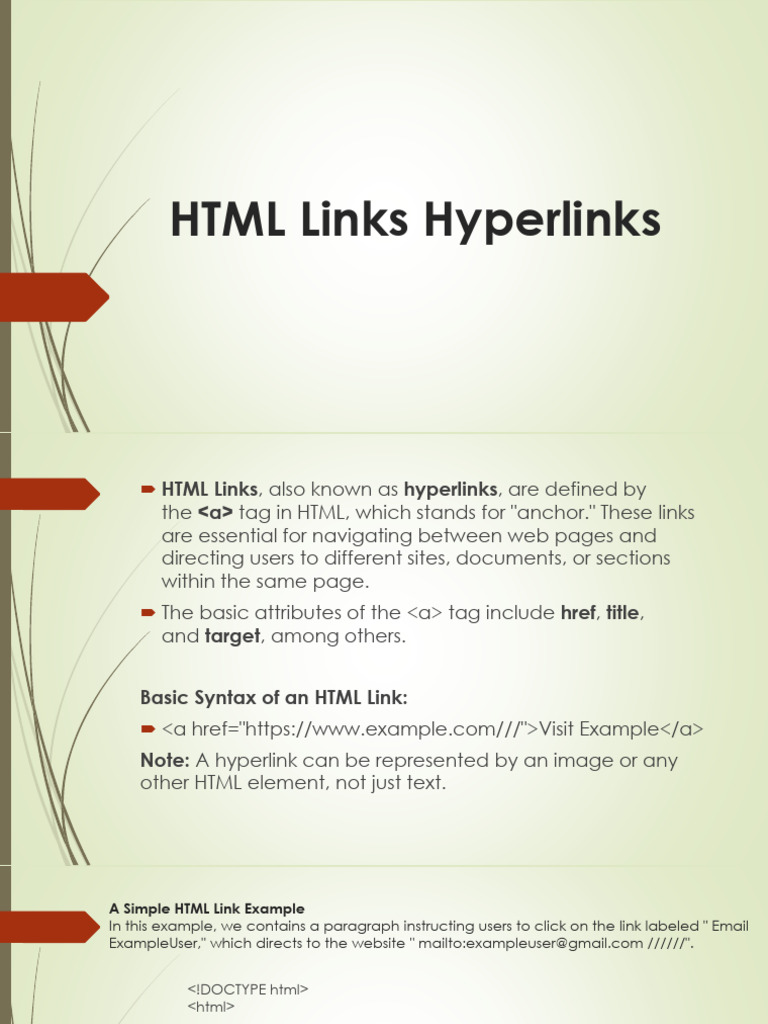 1.HTML Links Hyperlinks | PDF | Hyperlink | Html Element