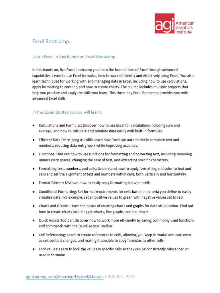 Excel Bootcamp Training | PDF | Microsoft Excel | Spreadsheet
