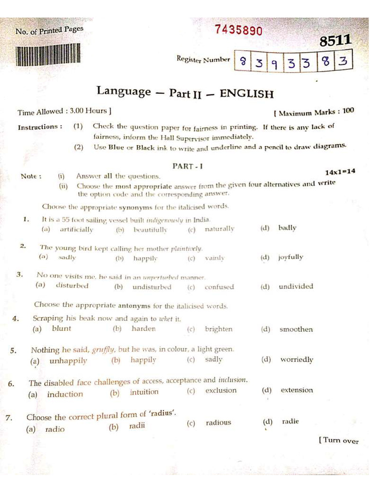 10th English Public Exam March 2025 Question Paper PDF Download | PDF