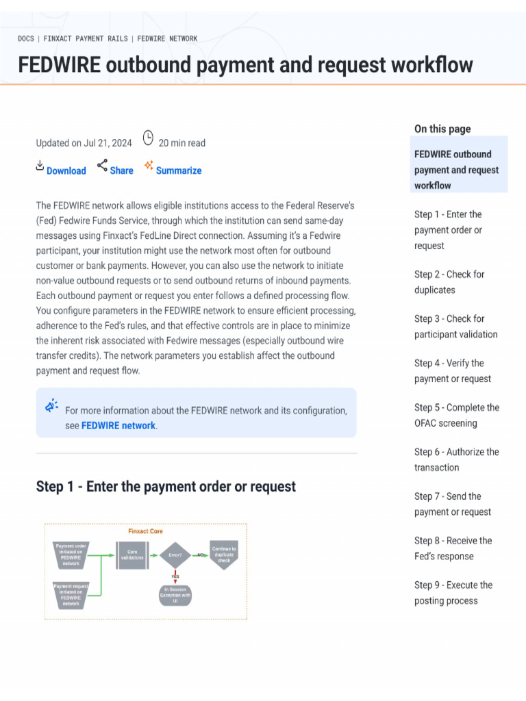 FEDWIRE outbound payment and request workflow | PDF