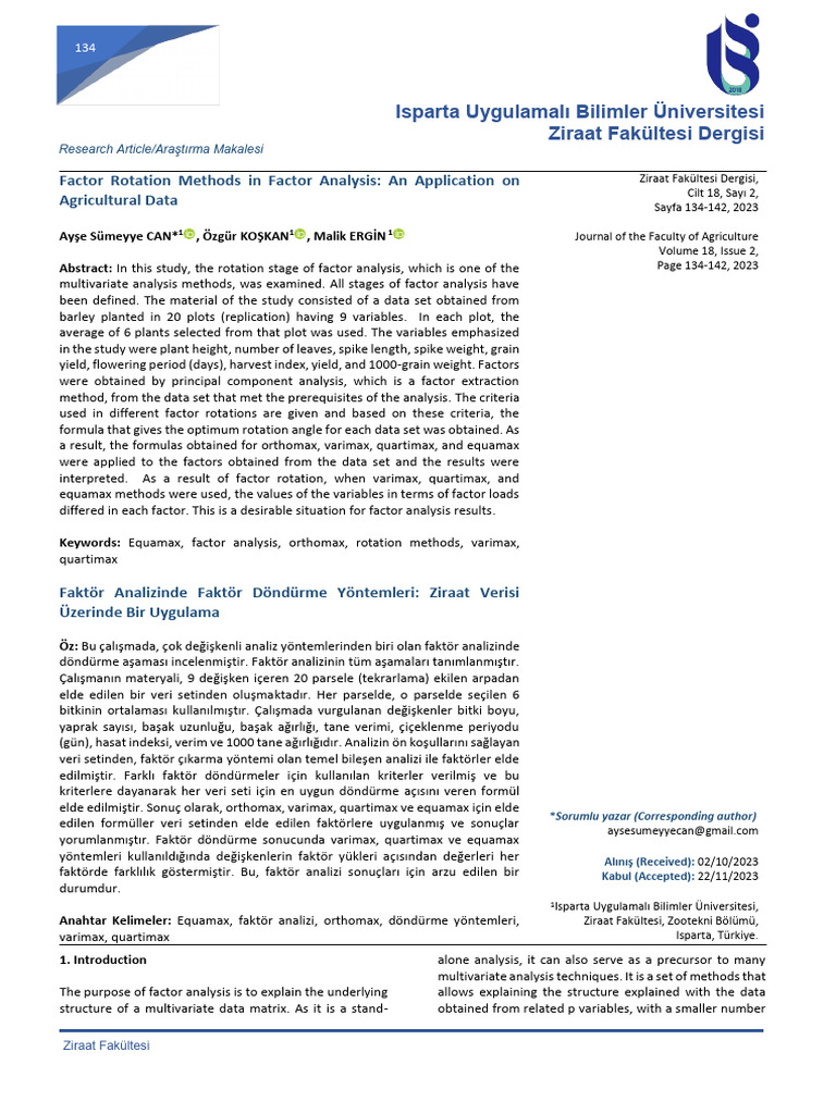 Factor Rotation Methods in Factor Analysis An Appl | PDF | Factor ...