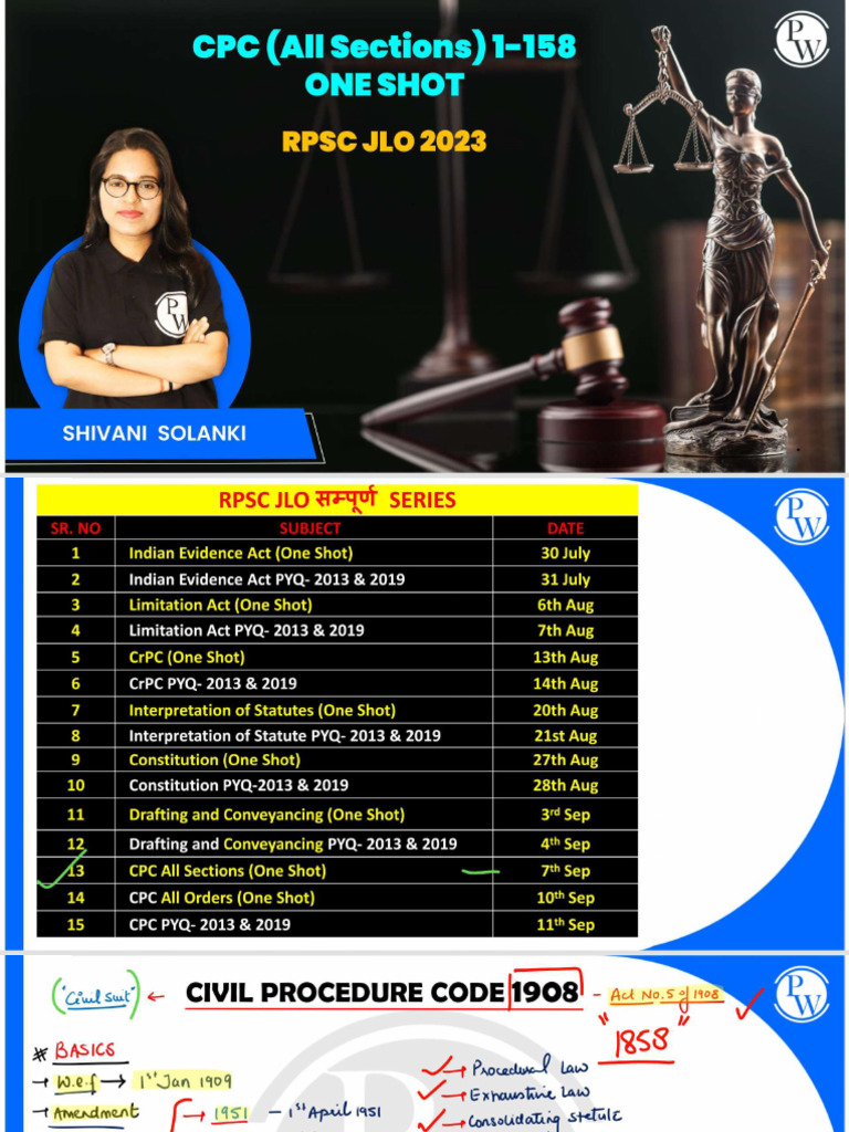 CPC One Shot (All Sections) by Shivani Mam R | PDF