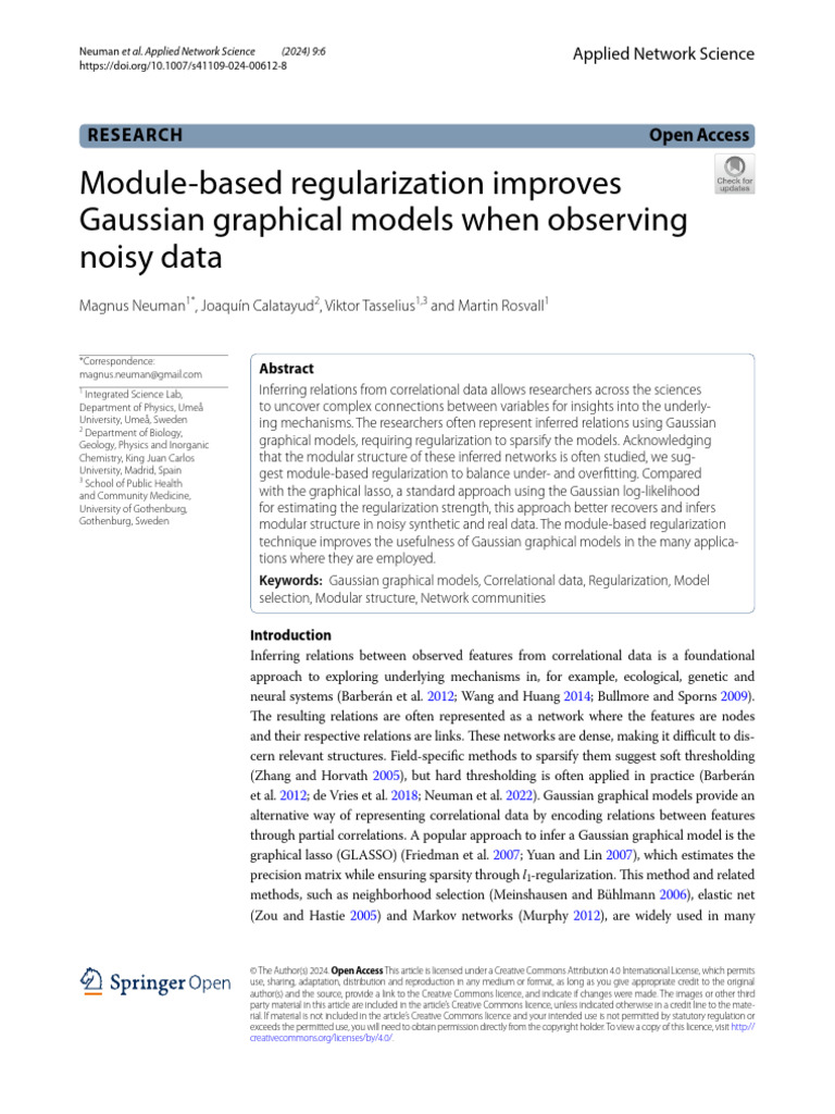Module Based Regularization Improves Gaussian Graphical Models When ...