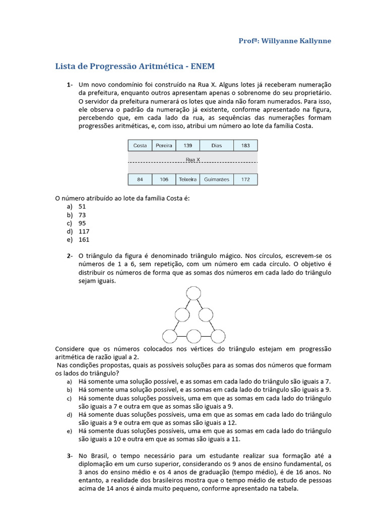 Lista de P. A | PDF | Triângulo