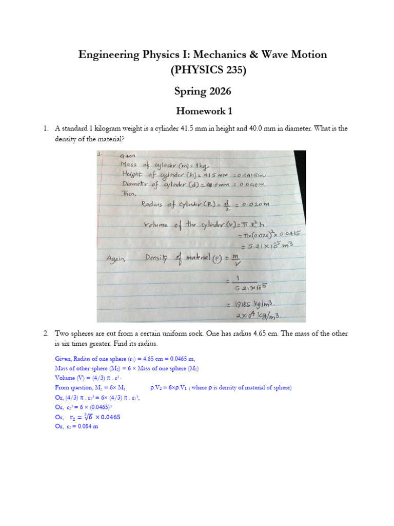 HW 1 -Solution | PDF | Density | Gallon
