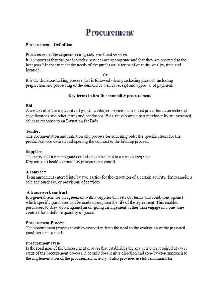 Procurement | PDF | Procurement | Specification (Technical Standard)