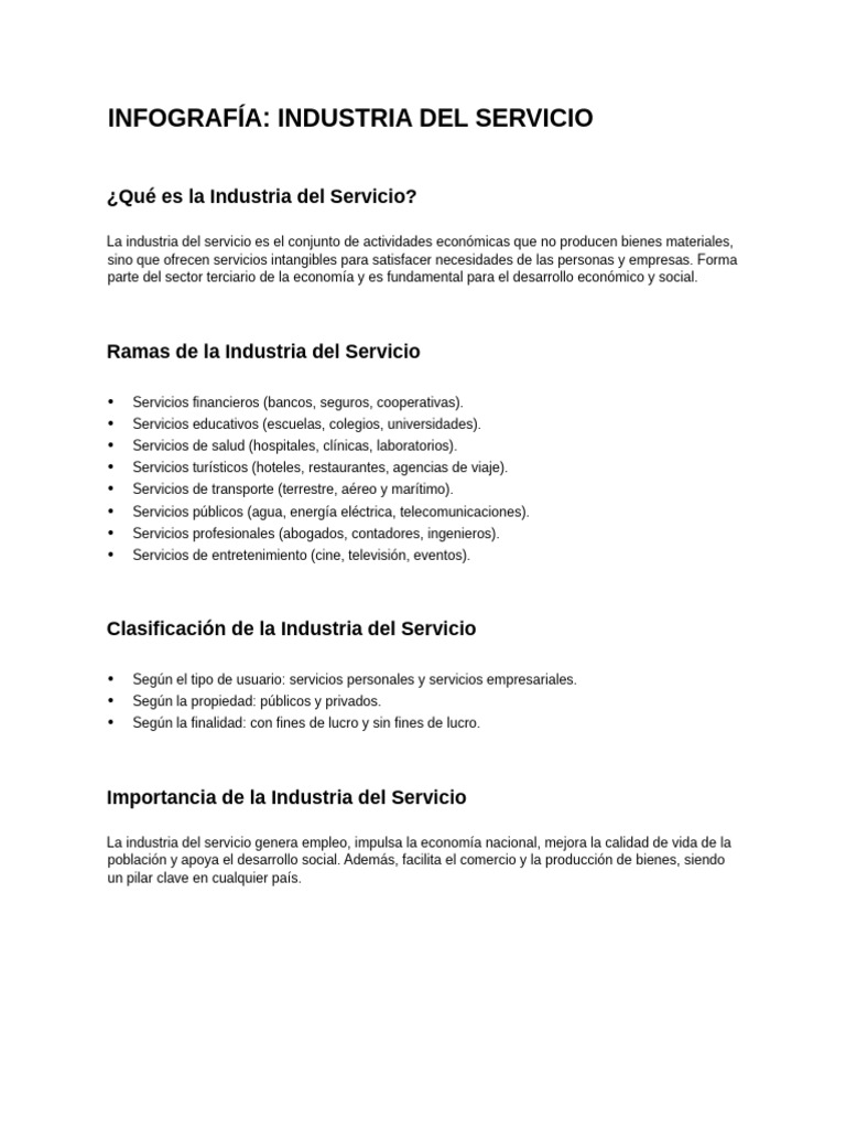 Infografia Industria Del Servicio | PDF