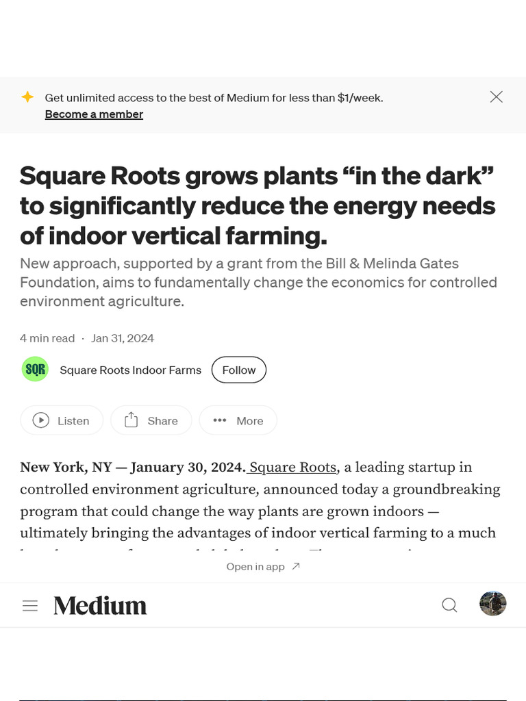 Square Roots Grows Plants “in the Dark” to Significantly Reduce the ...