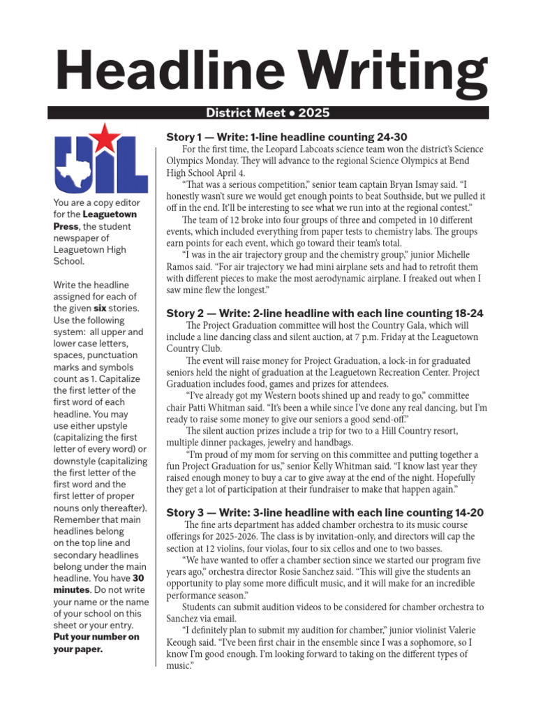 Headline StudyPacket D 2025 | PDF | Fencing | Phrase