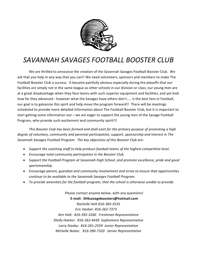 Savannah Savages Football Booster Club | PDF | Sports | Leisure