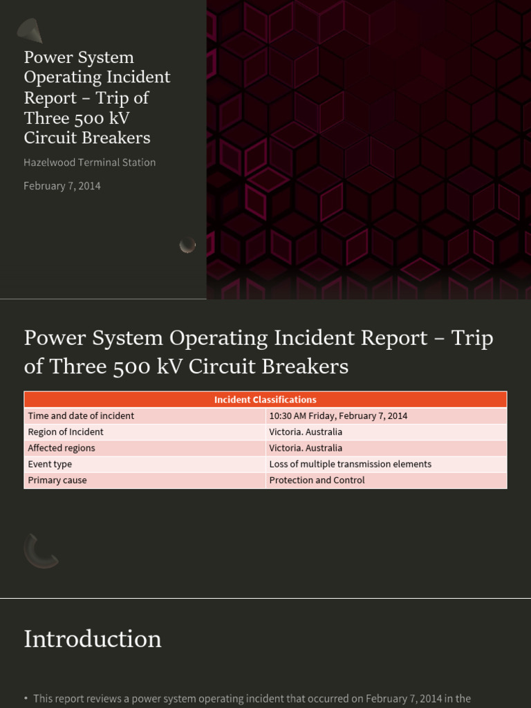 Power System Operating Incident Report – Trip Of | PDF
