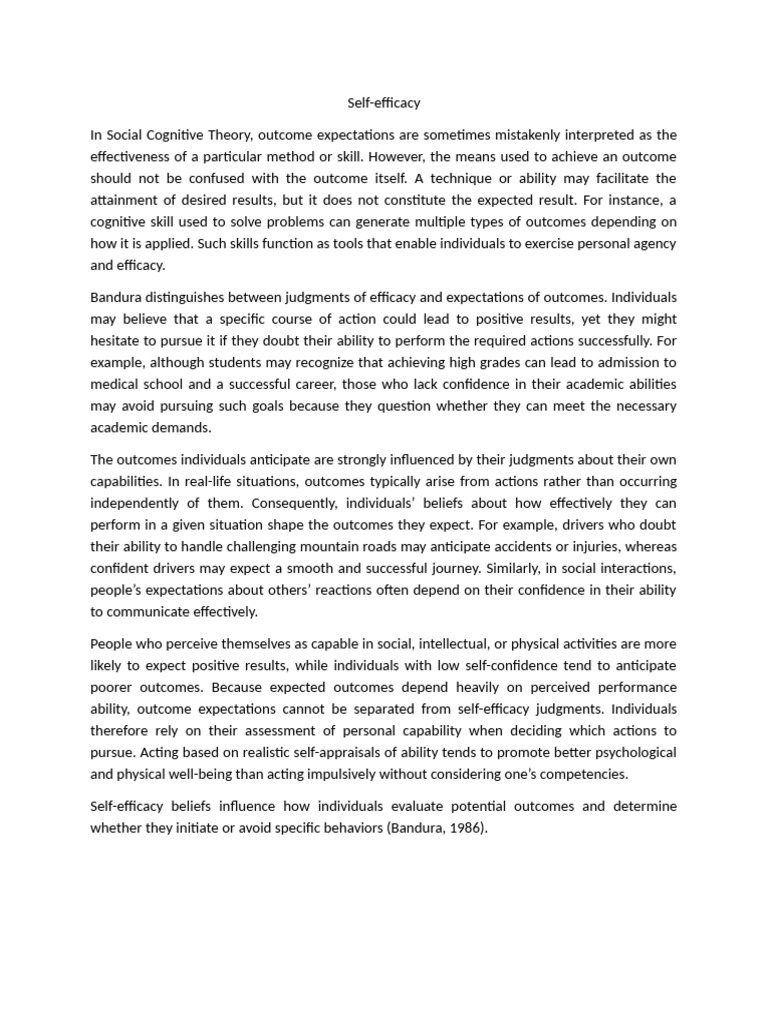 Self | PDF | Self Efficacy | Psychology