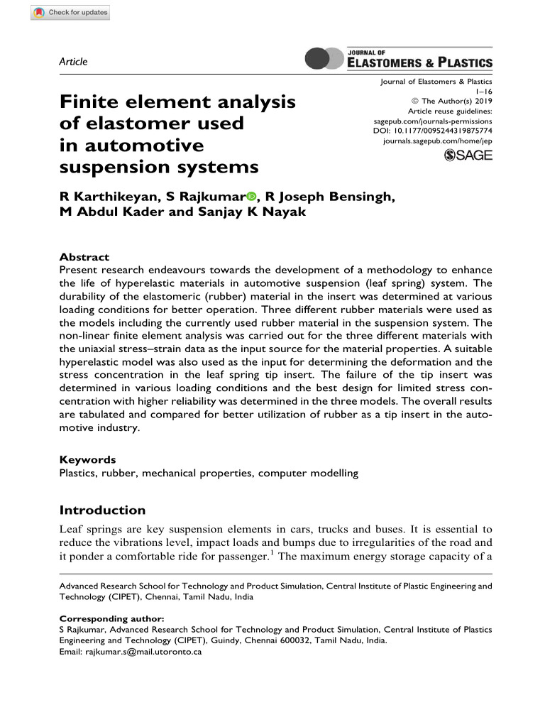Finite Element Analysis of Elastomer Use | PDF | Deformation ...