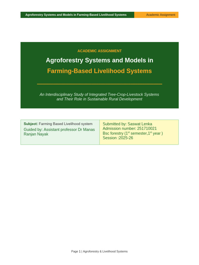 Farming Based Livelihood System Assignment | PDF | Agriculture | Food ...