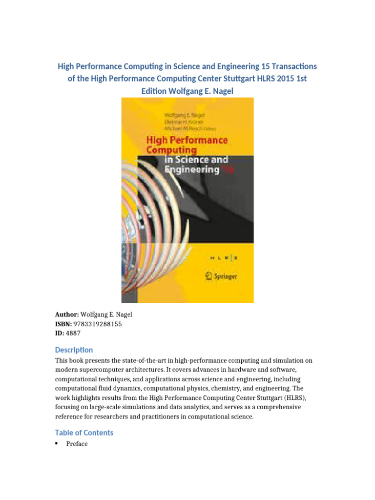 High Performance Computing in Science and Engineering 15 Transactions ...