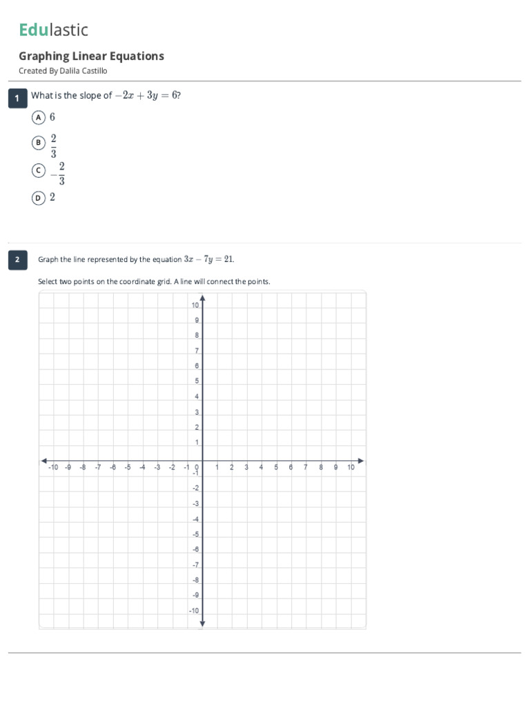 Assignment - Graphing Linear Equations | PDF | Mathematical Analysis ...