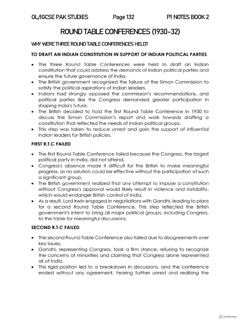 Round Table Conferences Notes 2024-25 | PDF