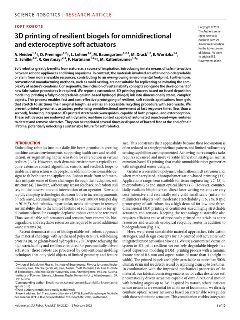 3d Printing of Resilient Biogels For Omnidirectional and Exteroceptive ...