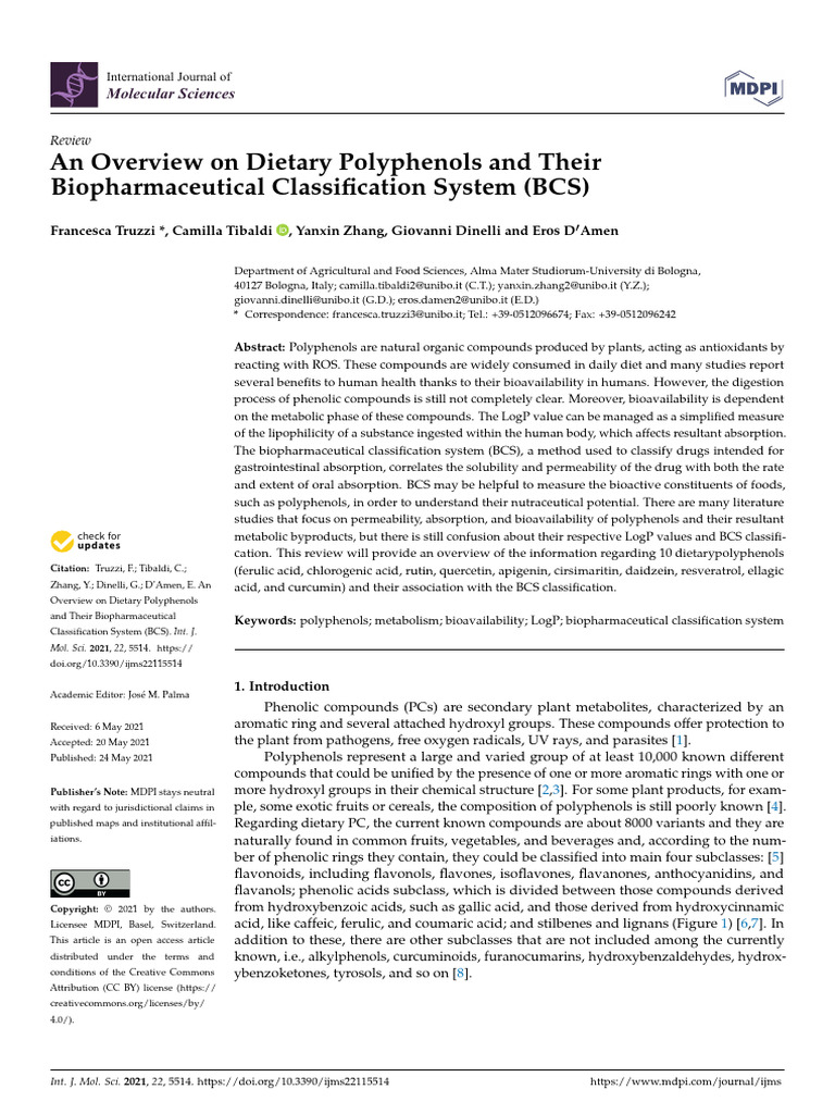 An Overview on Dietary Polyphenols and Their Bioph | PDF ...