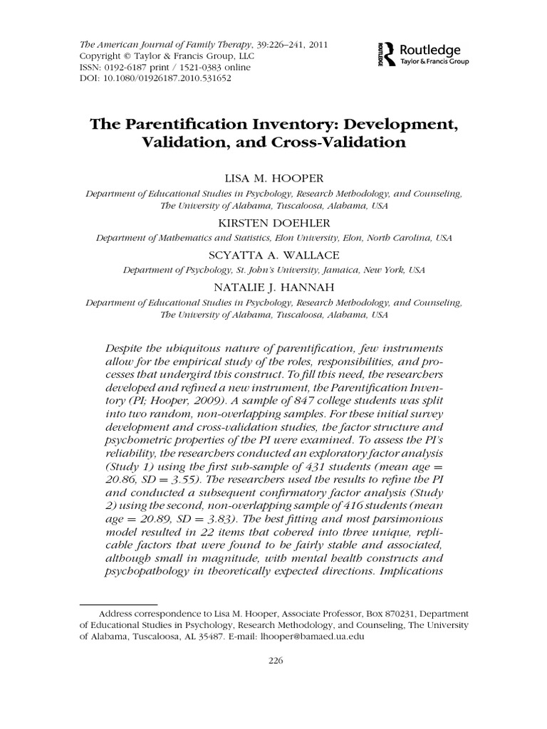 The Parentification Inventory Development Validati | PDF | Factor ...