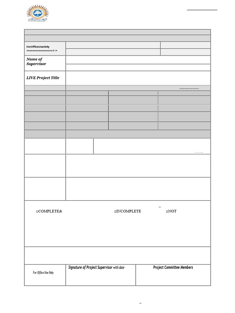 Project Approval FORM | PDF