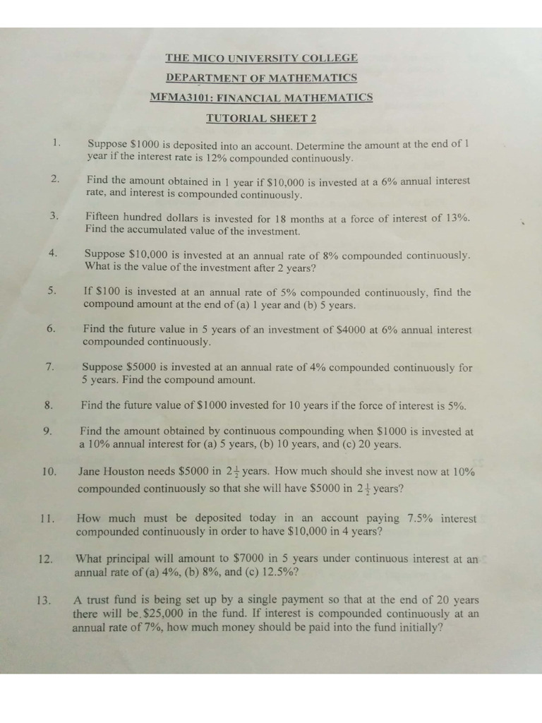Tutorial Sheet 2 | PDF
