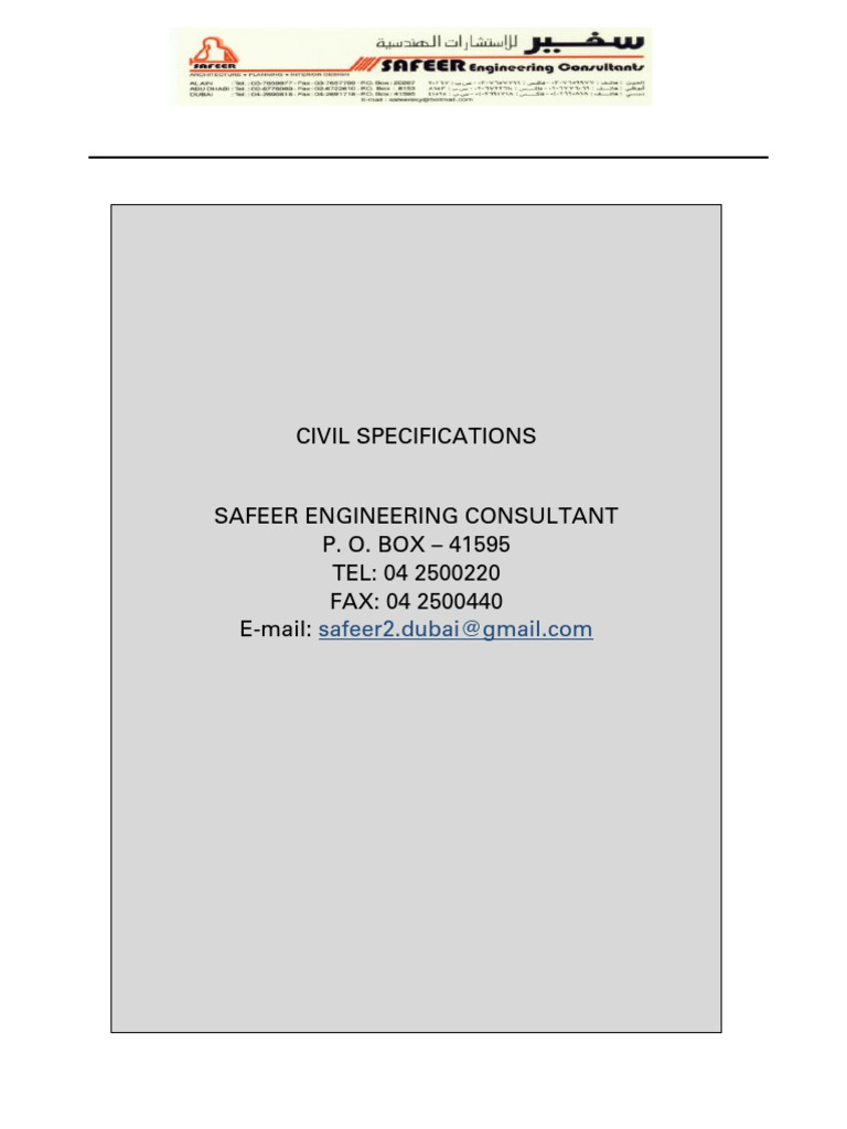 Civil Specificationsf | PDF | Building Engineering