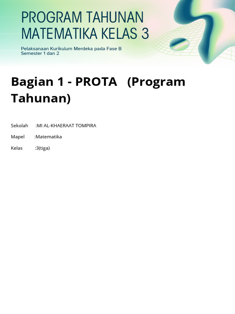 Bagian 1 - PROTA (Program Tahunan) - 20260308 - 143631 - 0000 | PDF