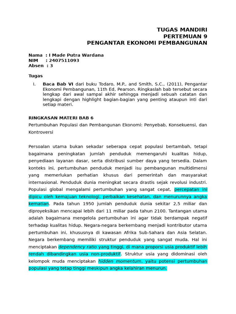 Penduduk - 3 - I Made Putra Wardana | PDF