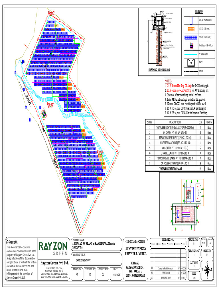 r1 4 MW Ac Earthing Layout Rakshaswadi 04-02-2026 | PDF | Solar Energy ...