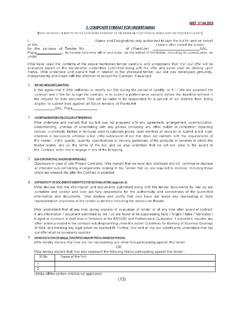 Composite Undertaking | PDF
