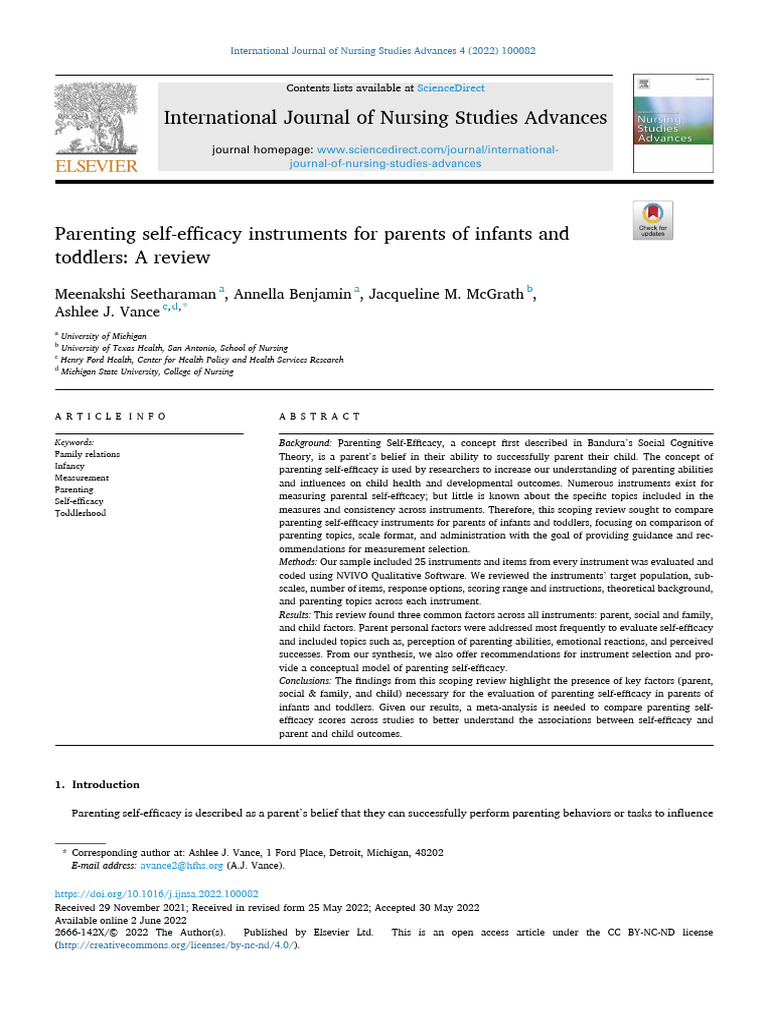 Jurnal Instrumen Parenting Self Efficacy | PDF | Self Efficacy | Parenting