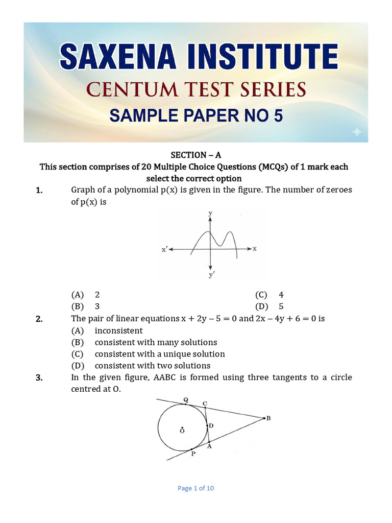 Sample Paper - 5 Class X | PDF