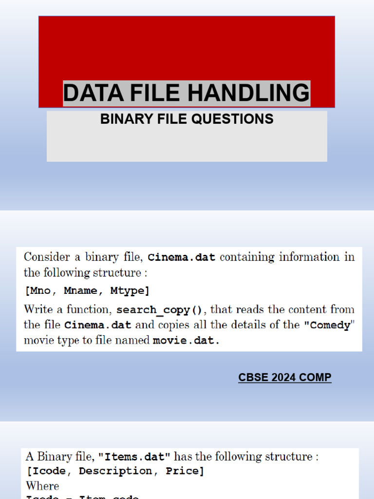 Binary File Handling | PDF