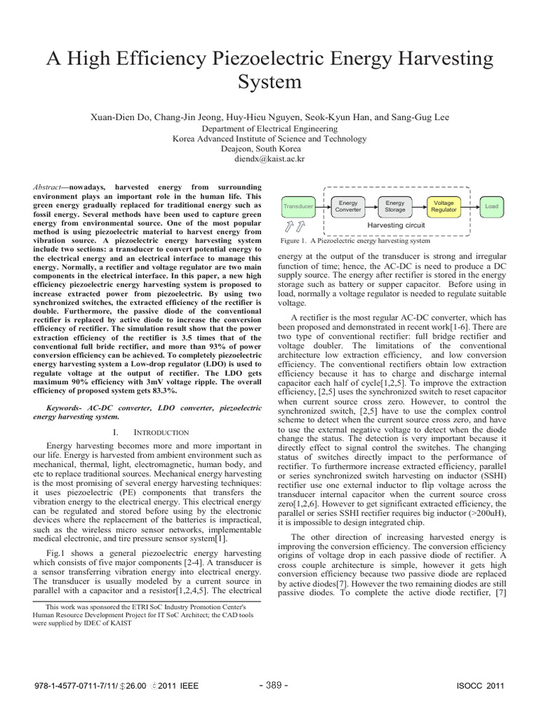 A High Efficiency Piezoelectric Energy Harvesting System | PDF ...