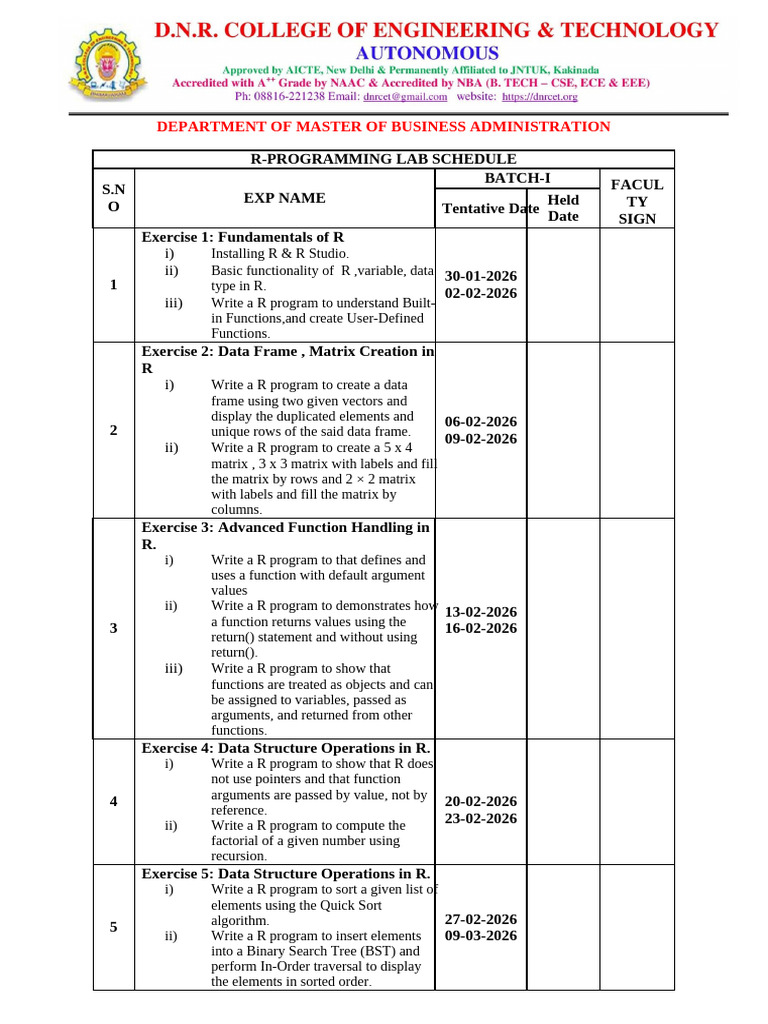 Rprog Lab Schedule | PDF | Computer Program | Programming