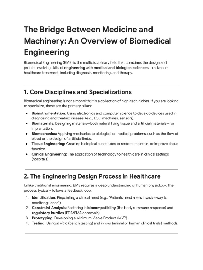 Biomedical Engineering - Medicine Meets Machinery | PDF | Biomedical ...