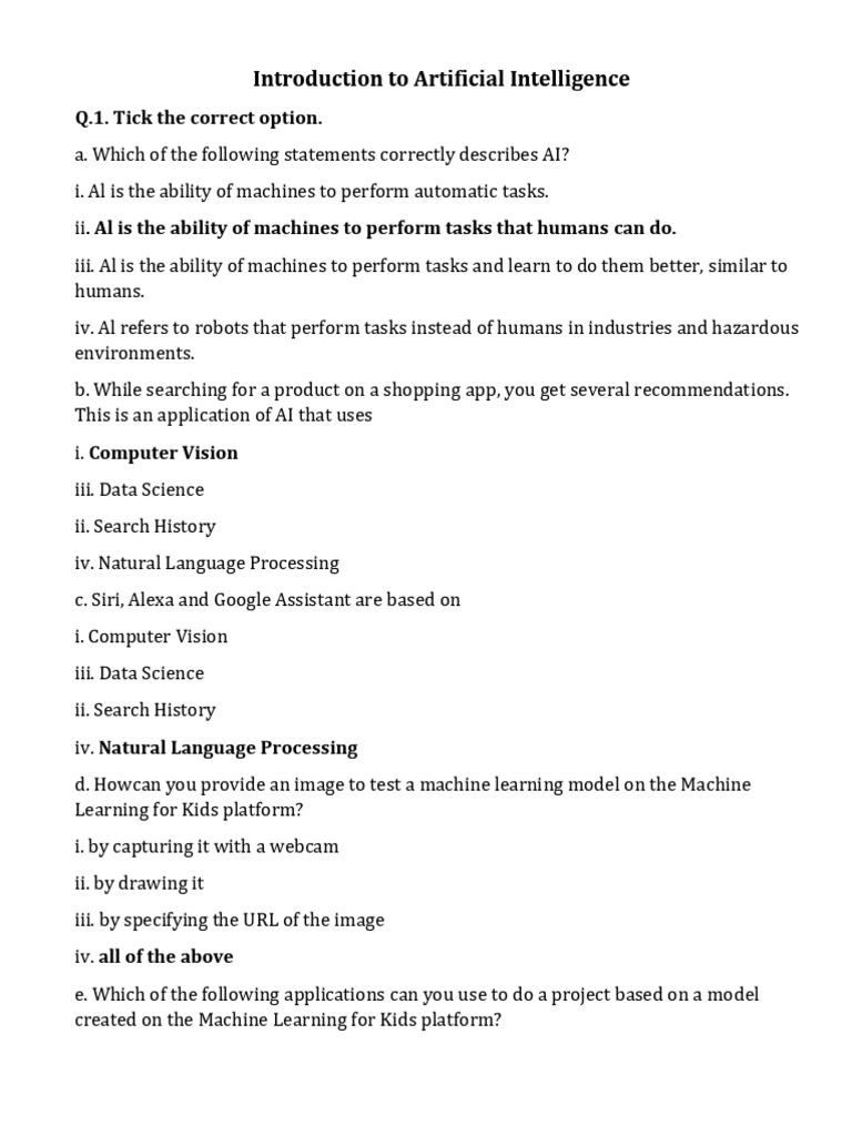 Class 6 Artificial Inteligence 1 | PDF | Artificial Intelligence ...
