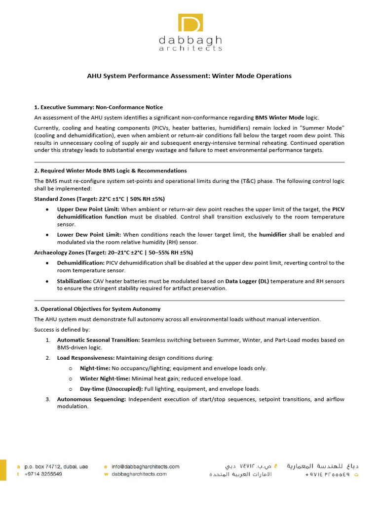 AHU System Performance Assessment - 19th Jan Report | PDF