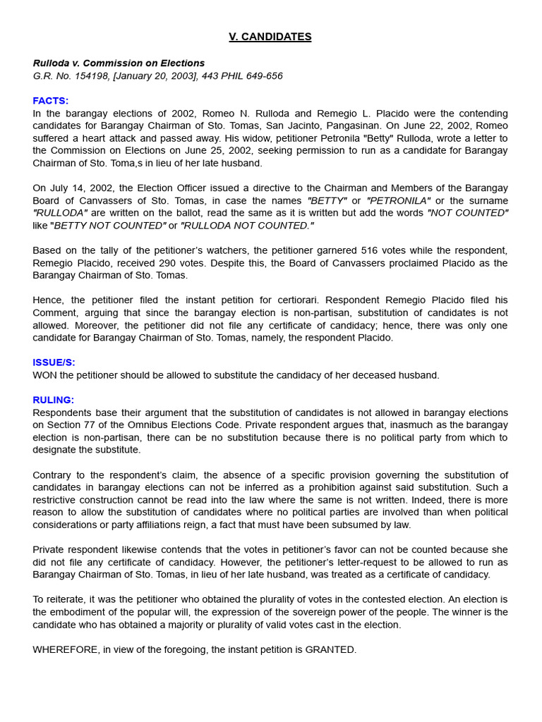 Rulloda v. COMELEC | PDF