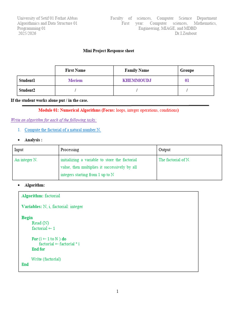 Mini Project ASD Response Sheet | PDF | Multiplication | Algebra