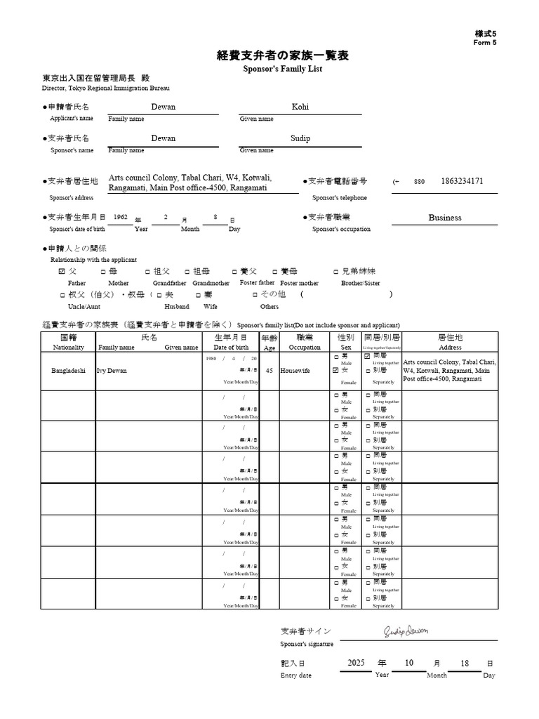 Family List.家族一覧表 f | PDF