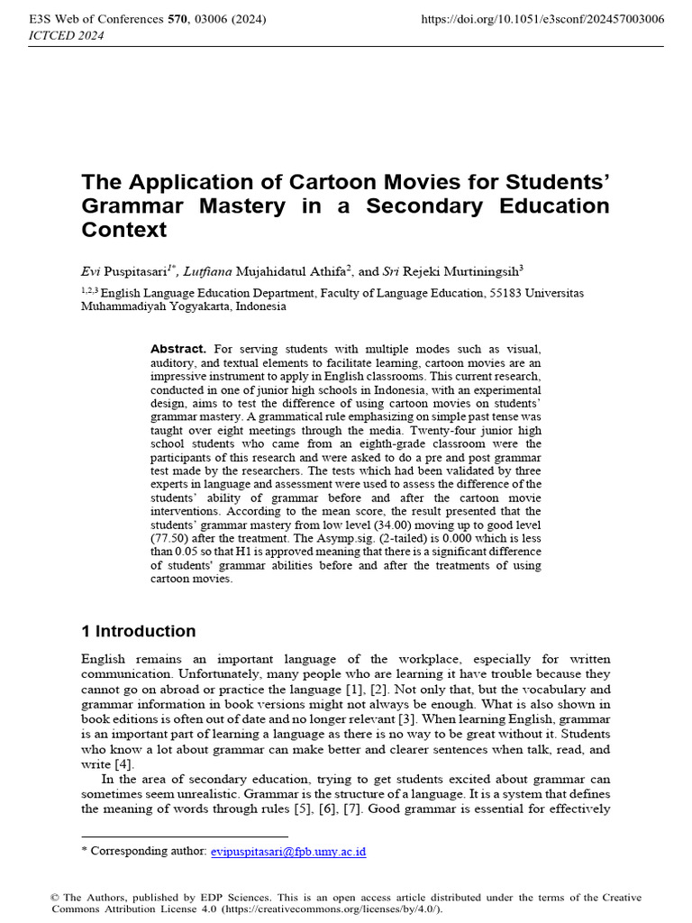 The Impact of Using Animated | PDF | Learning | Language Acquisition
