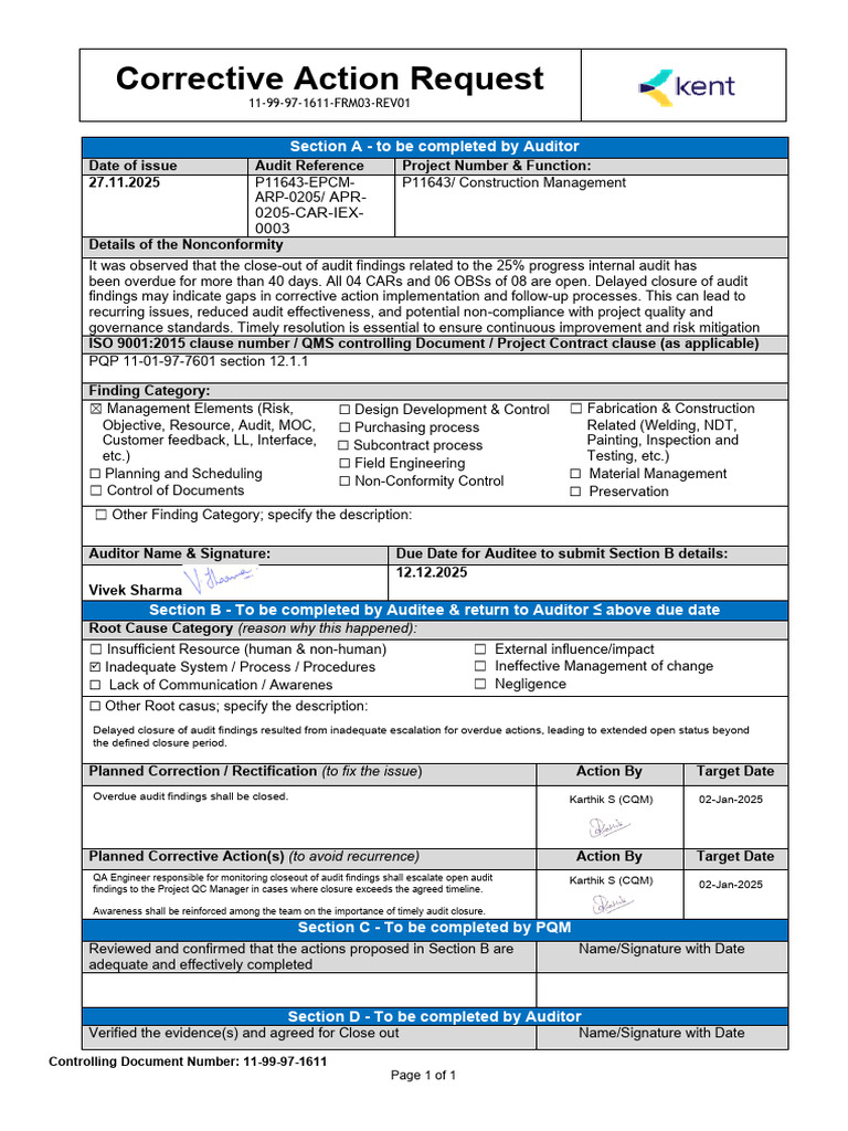 APR-0205 - CAR-IEX-0003 - IC Signed | PDF | Audit | Business