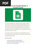 Google Sheets Cheat Sheet Guide | PDF