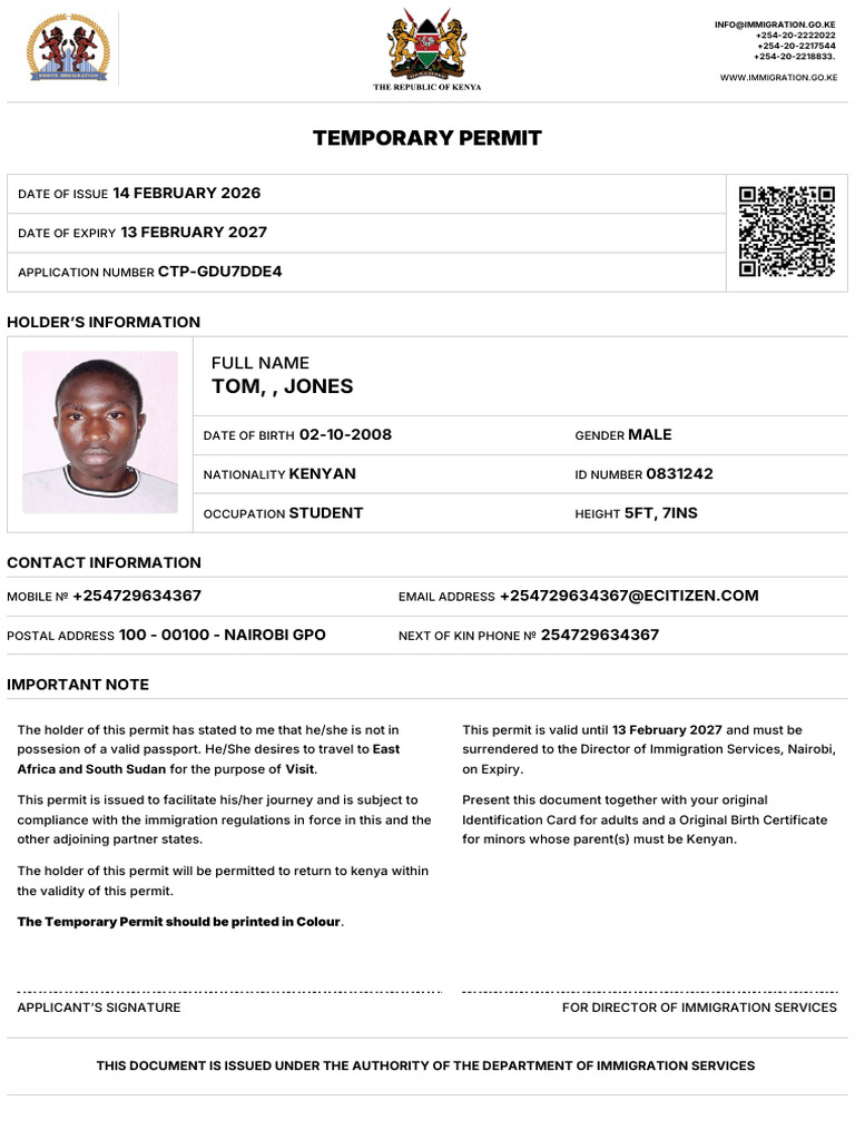Ctp Gdu7dde4 Temporary Permit | PDF | Identity Document | Government ...