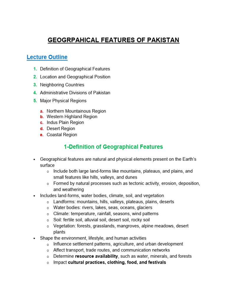 Geographical Features of Pakistan | PDF | Desert | Indus River