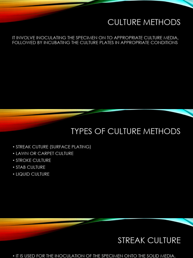 Culture Methods Types.pptx | PDF | Growth Medium | Microbiology